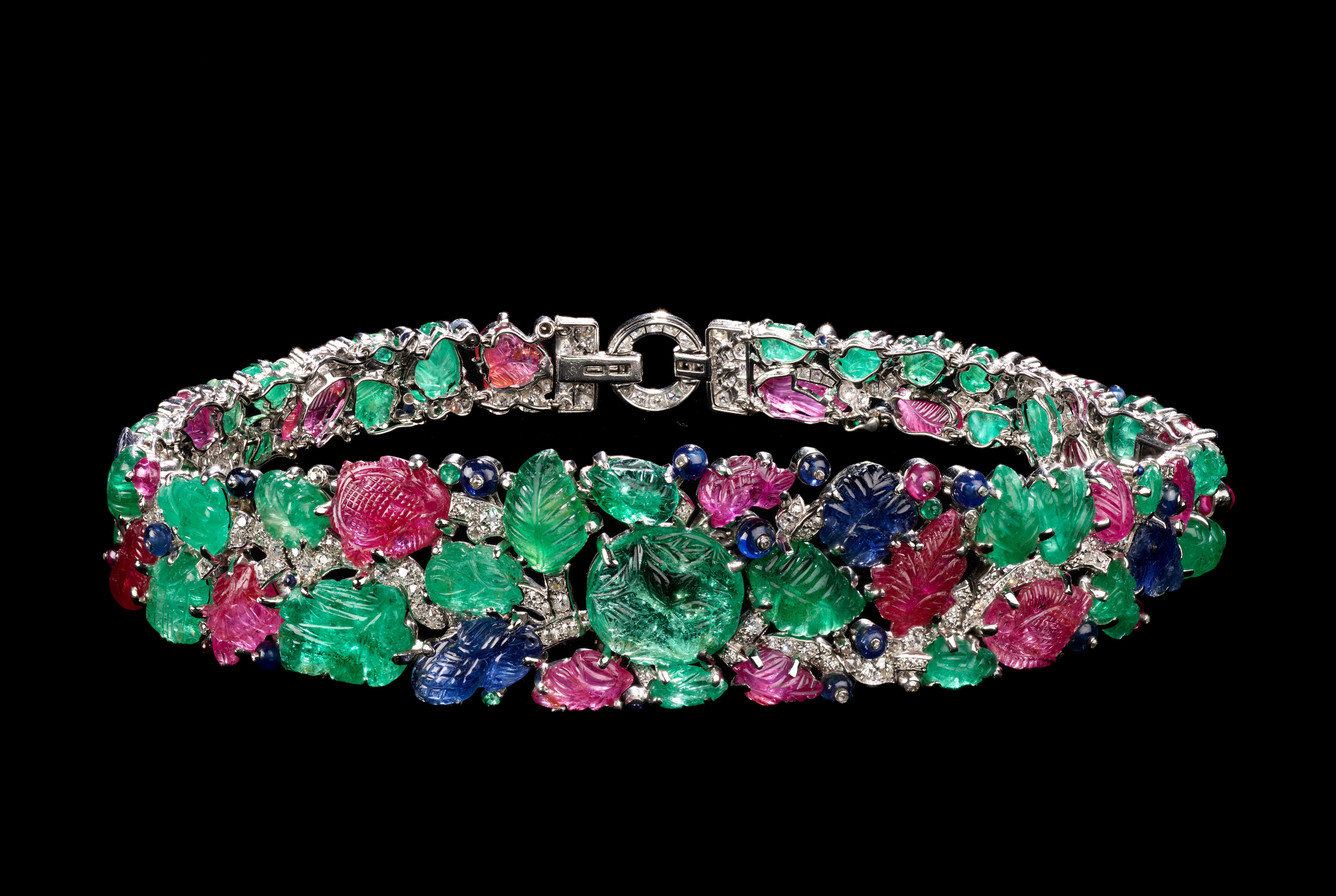 Bandeau in Tutti Frutti style, English Art Works for Cartier London, 1928. Emeralds, rubies, sapphires, diamonds and platinum