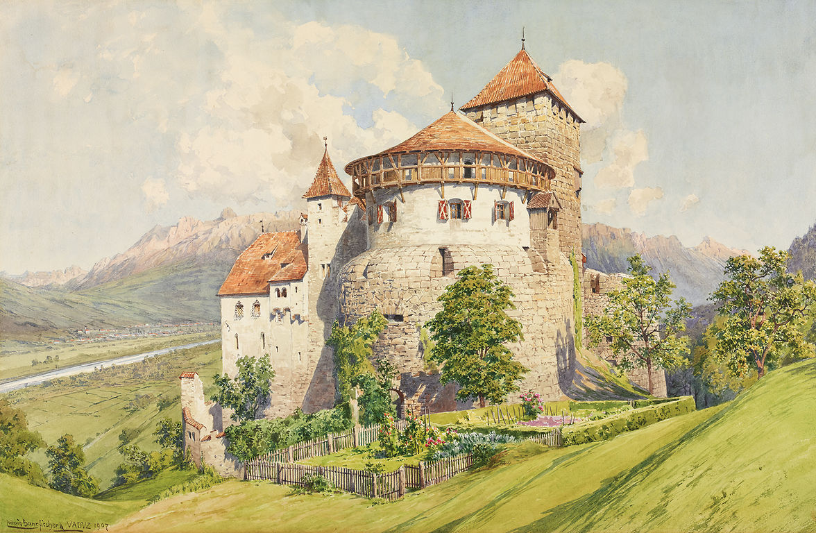 Ludwig Hans Fischer, detail from “View of Vaduz Castle from the south,“ 1907 