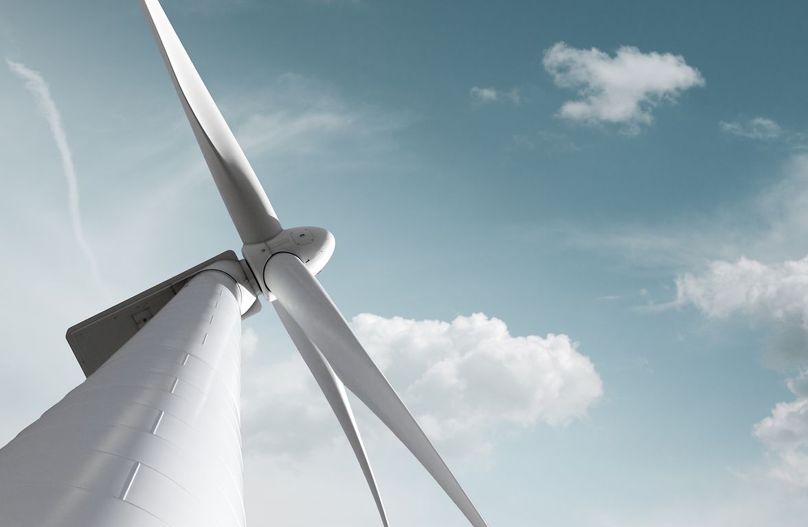 Windmill against the backdrop of a blue sky