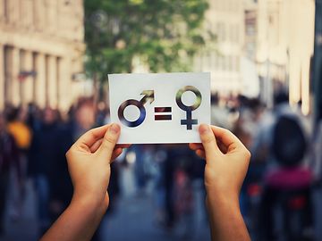 Signs with female and male symbols being equally represented 