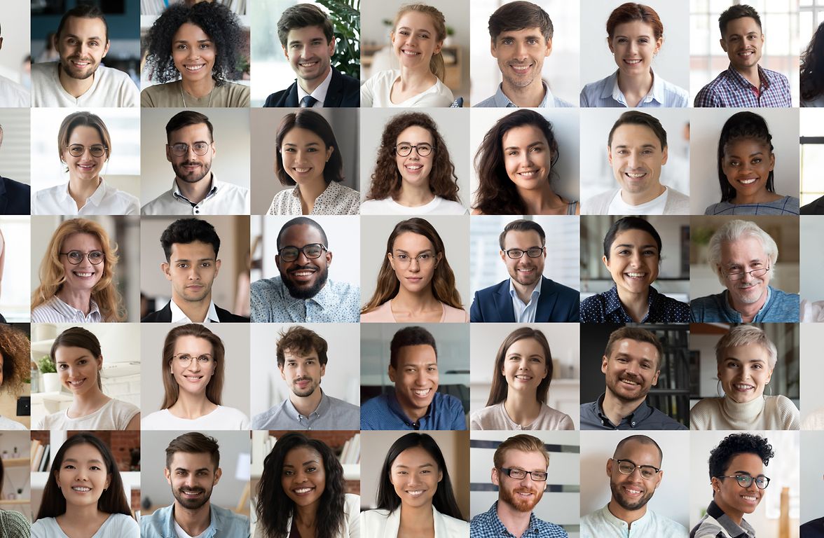 Collage board of individuals from a diverse range of ethnic backgrounds.