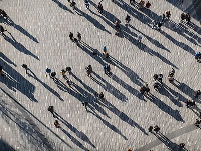 Crowd of people in public
