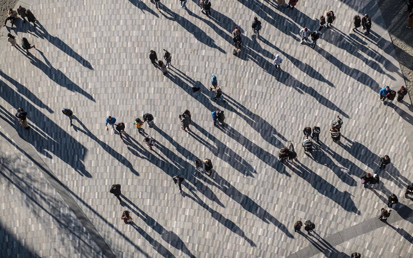 Crowd of people in public