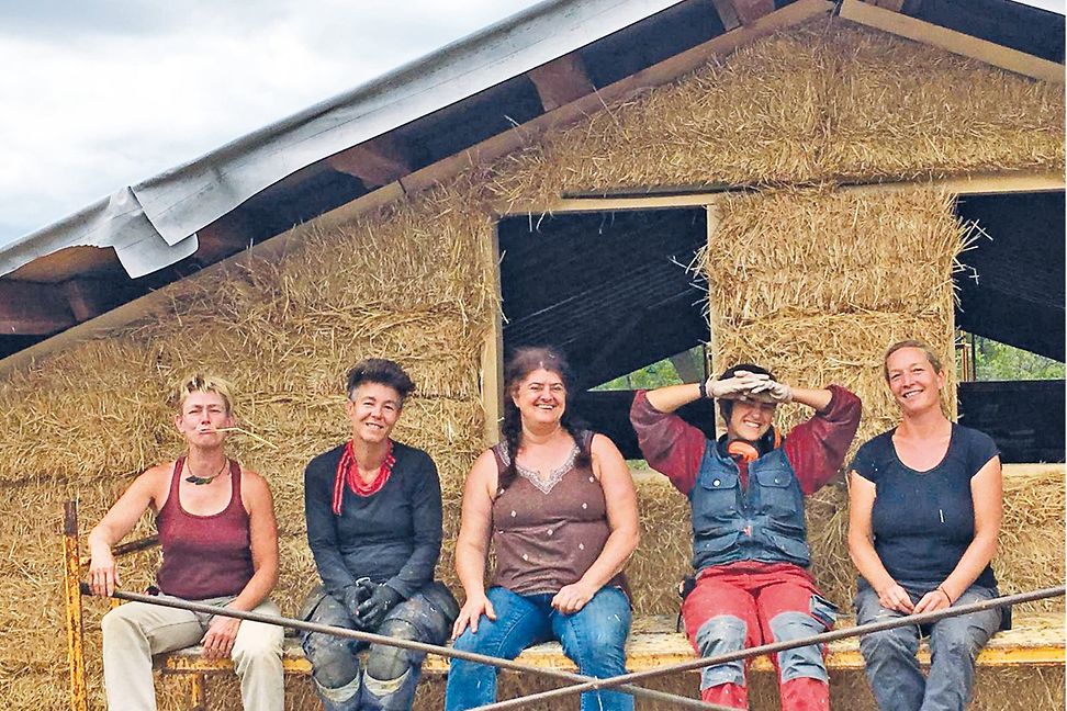 Rikki Nitzkin and her team on a straw bale building project in Huesca, Spain