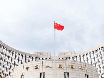 Bank of china flag and building