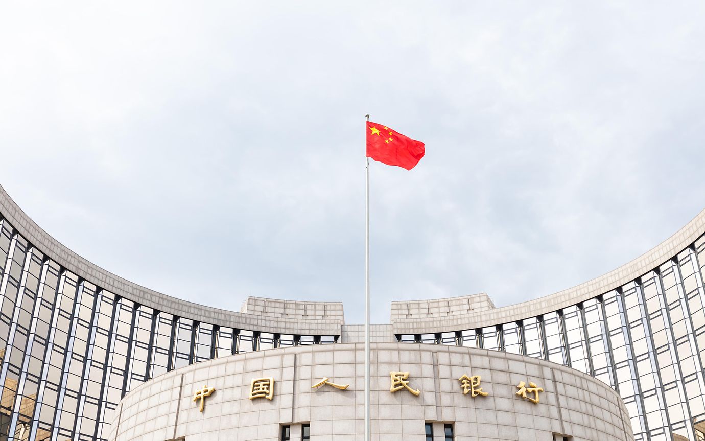 Bank of china flag and building