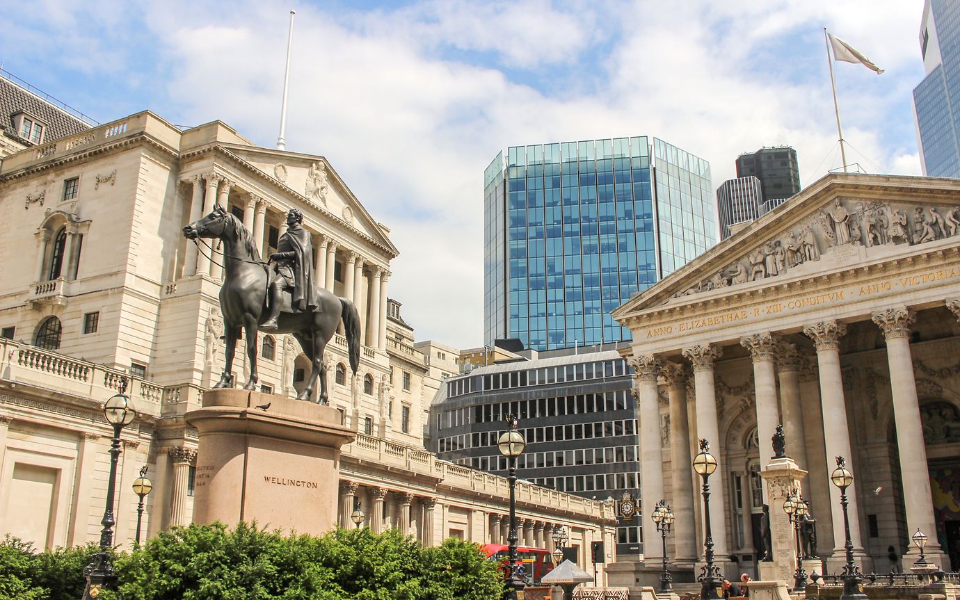 Bank of England and the Royal Exchange in London