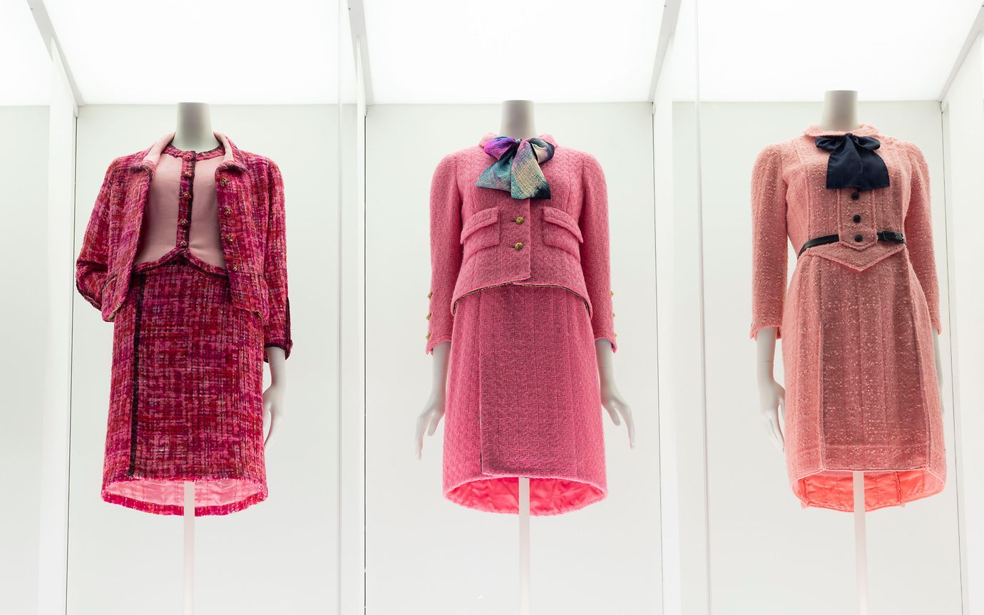 3 pink chanel suits 