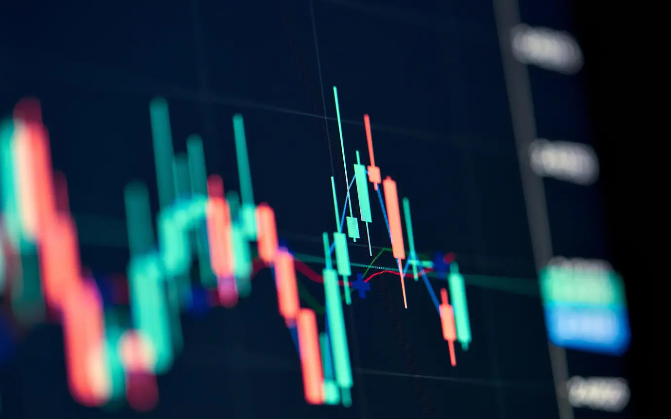 Stockmarket online trading chart, computer screen closeup