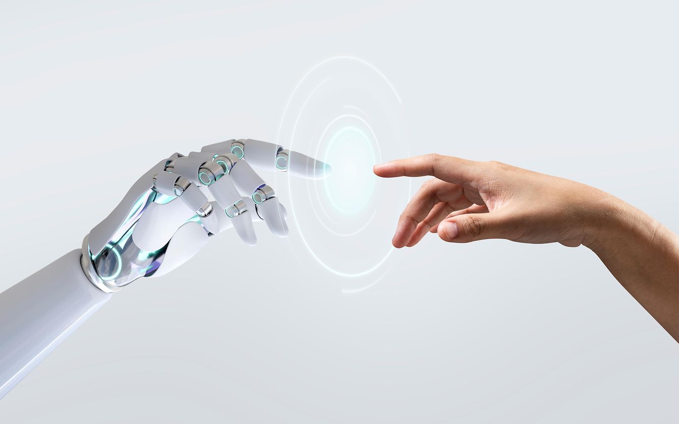 robot and hand touching