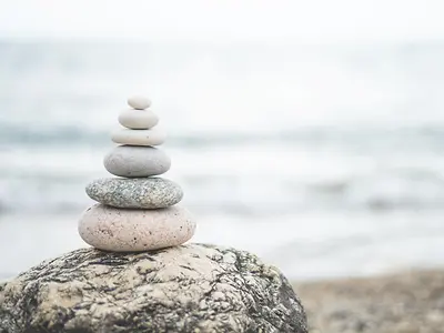 Tower of pebbles on a beach