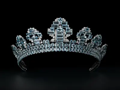 Tiara, Cartier London, 1937. Aquamarine, diamonds and platinum. Vincent Wulveryck, Collection Cartier © Cartier