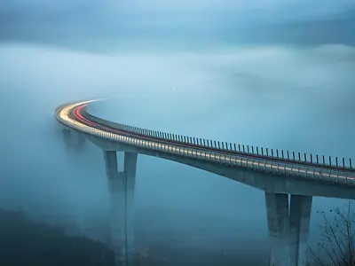Highway in fog