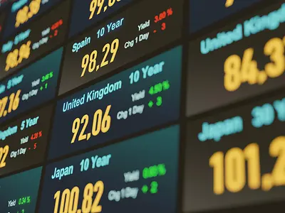 Bond yield prices display screen