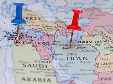 Map of Iran and Israel