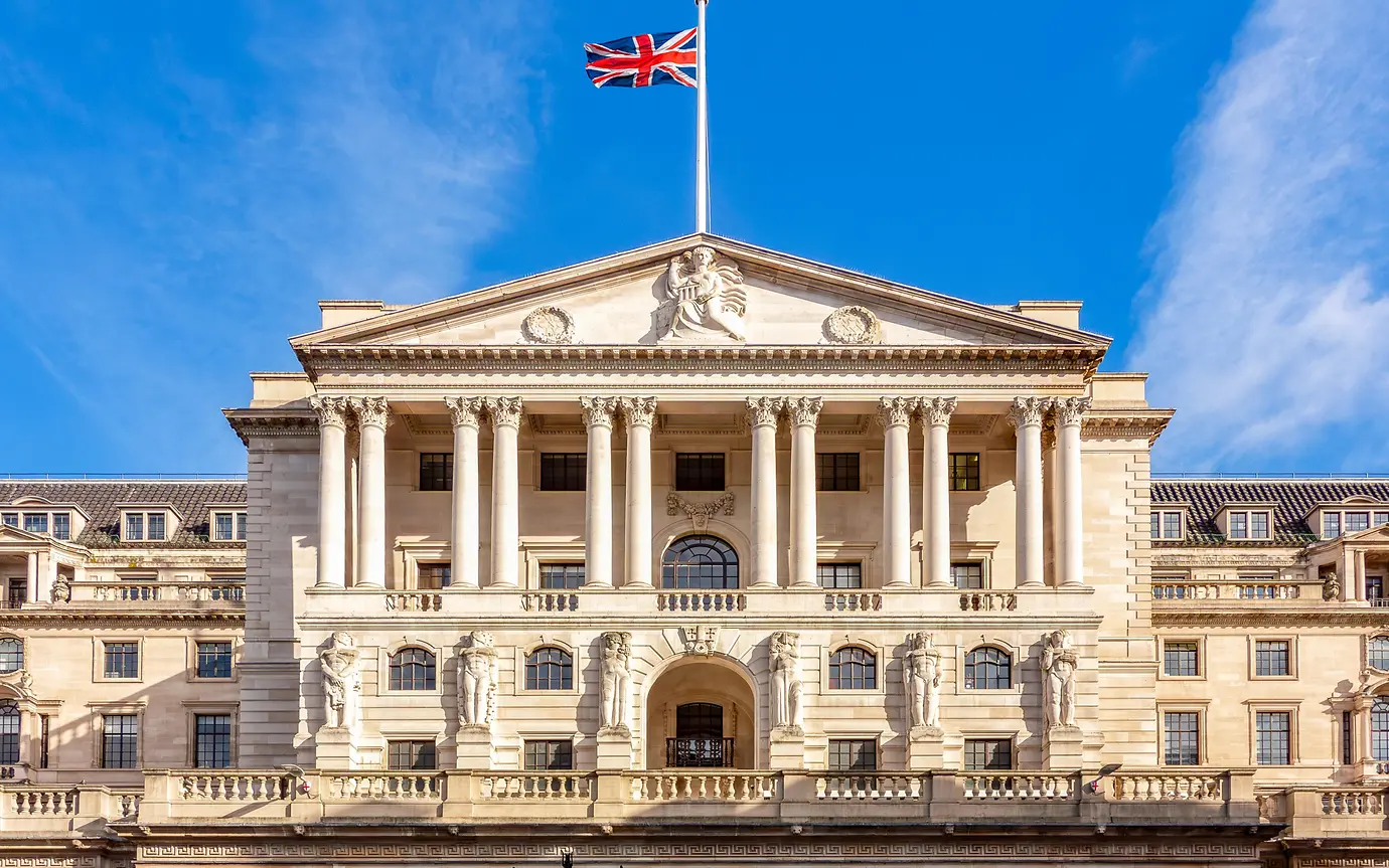 Bank of England building in City of London