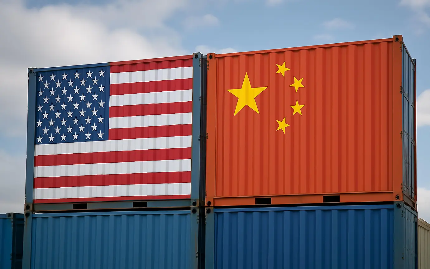 US China flags