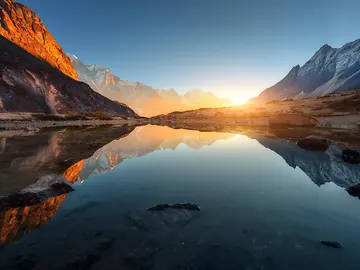 Mountain scene at sunrise